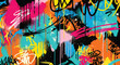 © Amie - Adobe illustrator artwork vector illustration of abstract graffiti art with vibrant brush strokes, chaotic layers, and urban street style in bold colors for edgy creative design projects