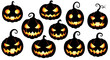 © Ophelia - Spooky halloween pumpkin faces with glowing expressions