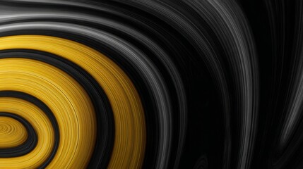 Wall Mural - A captivating abstract composition of dynamic black, grey, and golden curves creating a texture.