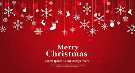 Wall Mural - Festive white seamless snowflake border isolated on red background, Vector illustration, merry xmas snow flake header,Christmas design for postcard or greeting card. banner, wallpaper or backdrop