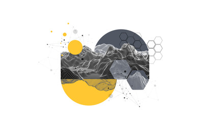 Wall Mural - abstract wireframe background. modern science or technology art elements. surface illustration.