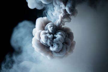 Wall Mural - Abstract smoke cloud in soft light forming intricate organic shapes against dark background in creative atmospheric composition. Ai generative