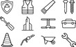 © Bellal Icon Studio - Construction and Safety Icons Shield Hard Hat Vest Saw Screwdriver Building vector