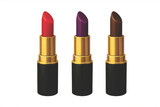 Red, Purple, and Brown Lipsticks – Realistic Vector Illustration Isolated on Transparent Background