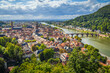 Historical town Heidelberg with old Karl Theodor bridge and castle on Neckar river in Germany