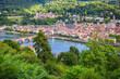 Historical town Heidelberg with old Karl Theodor bridge and castle on Neckar river in Germany