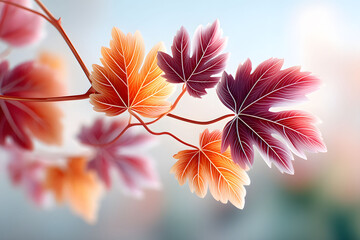 Wall Mural - Autumn Leaves with Vibrant Colors and Soft Focus for Artistic Design