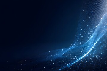 Wall Mural - Abstract background with blue glowing light rays and stars on a dark background. Big data technology, internet connection concept.