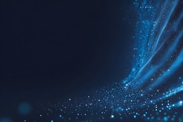Wall Mural - Abstract background with blue glowing light rays and stars on a dark background. Big data technology, internet connection concept.