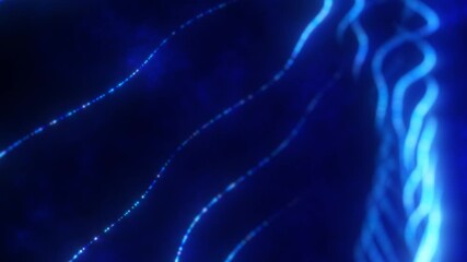 Wall Mural - flowing glowing blue lines on a dark background