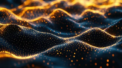 Wall Mural - Abstract wavy surface of glowing dots