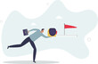 © Oleg - growth metric analysis concept, smart businessman using measuring tape to measure and analyze distance from target flag.life and employment of people.