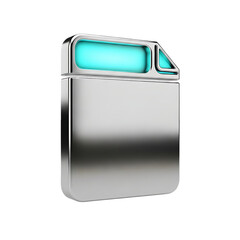 Sleek metallic file icon with glowing cyan top bar.