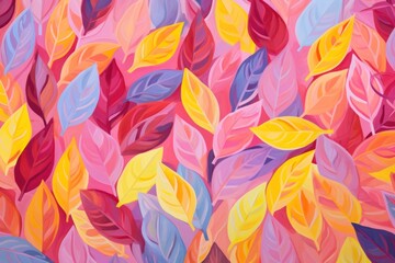 Canvas Print - colorful leaves pattern painting backgrounds art.