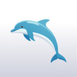 © Silvia Bogdanski - Minimalistischer Delfin als Vektorgrafik, Symbol für Meer, Intelligenz und Freiheit.