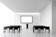 © Nathan - Salle de formation moderne minimaliste avec écran et chaises design