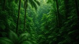Lush green tropical rainforest landscape.