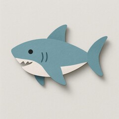Wall Mural - playful paper shark illustration.