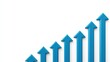 © 69 - Blue Arrows Pointing Upward Representing Growth Progress Success Development Business Concept on White Background
