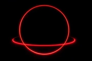 Wall Mural - A red, glowing neon light in the shape of a circle on a black background.