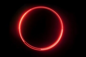 Wall Mural - A red, glowing neon light in the shape of a circle on a black background.