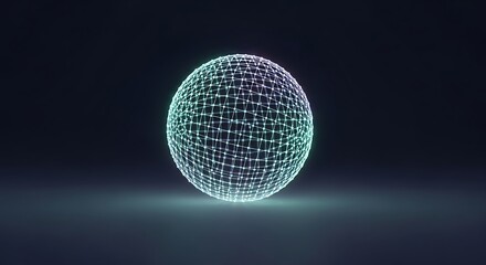 Glowing connected sphere floating on dark surface with a light aura