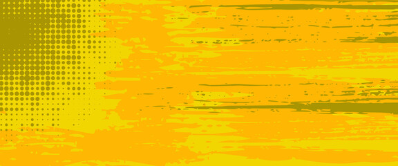 Wall Mural - Dots halftone yellow color pattern gradient grunge texture background. Dots pop art comics sport style vector illustration