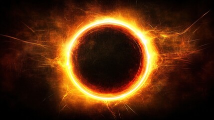 Flaming Circular Frame: Fiery Glowing Effect Background