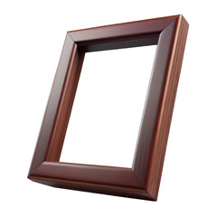 3d wooden picture frame with natural wood grain isolated on transparent background