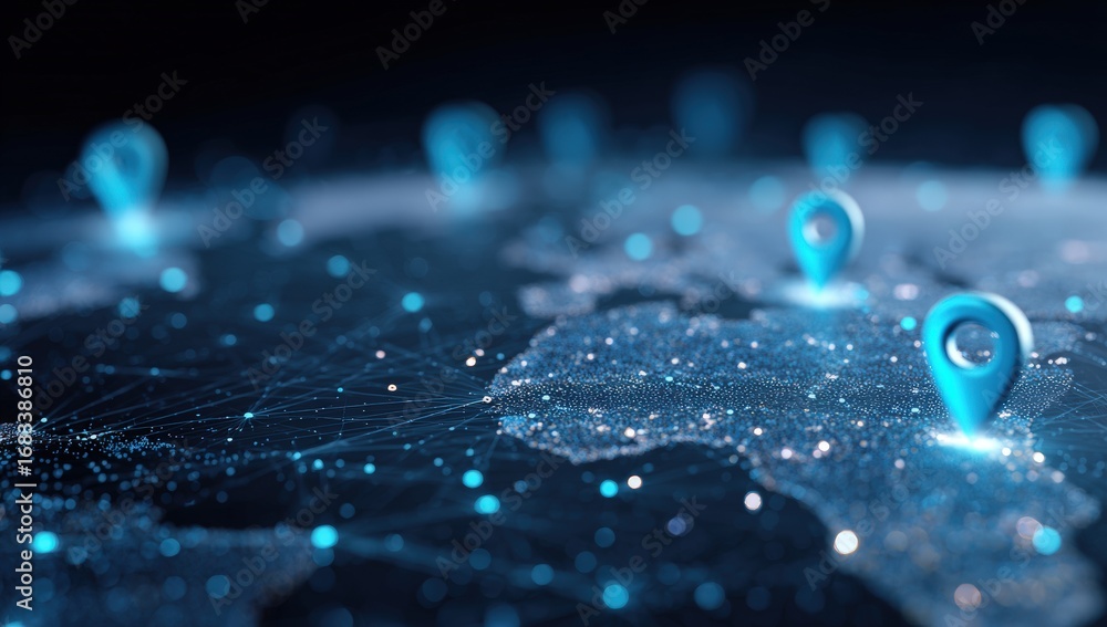 Global network map with location markers Stock Photo | Adobe Stock