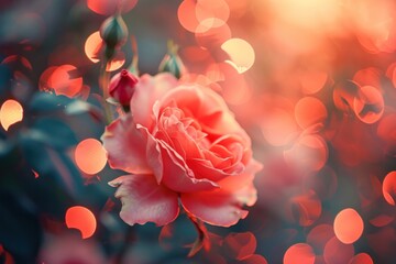 Wall Mural - rose shape pattern bokeh effect background blossom flower petal.