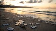 © syafiq - Puzzle pieces on a tranquil beach at sunset capturing the essence of lost elements
