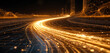 © Graphics Gallery - Gold AI Streams on a Moving Digital Road: A Futuristic Data Concept