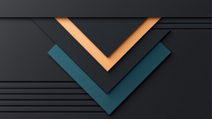 Wall Mural - Black and orange design with a blue triangle in the middle. The design is made of paper and has a modern, abstract feel to it
