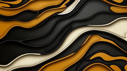 Wall Mural - black and white striped pattern with orange and white colors. the stripes are wavy and the colors ar