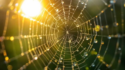 Sunlit Spiderweb Dew-Kissed Threads Sparkling in the Morning Glow