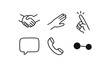 © Art Fusion - hand drawn cute doodle style line isolated on white background: direct contact hand reach finger touch chat bubble phone connection dot