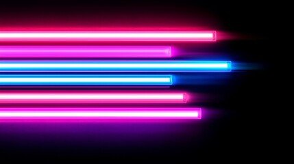 Wall Mural - row of neon lights with a blue stripe in the middle, creating a colorful and vibrant display. the li