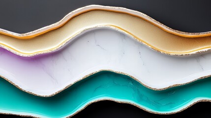 Wall Mural - series of colorful and shiny objects arranged in a wave-like pattern. the objects are made of glass 