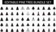 © MDDUDU - set silhouette of christmas tree, fir tree design vector isolated