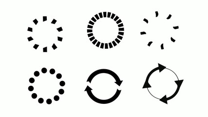Loading icons set isolated on white background for website and application