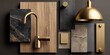 © The Little Hut - Interior design mood board featuring gold faucet, natural wood, stone and metallic accents for luxurious renovation projects