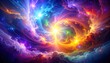 © Ridwan - Cosmic nebula explosion, vibrant swirling clouds