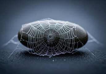 Stone on the spider net 