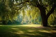 © Dewi - Sunny park scene with a large weeping willow tree