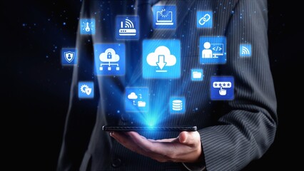 Wall Mural - cloud computing, cloud strategy, and cloud technology transforming digital infrastructure with scala