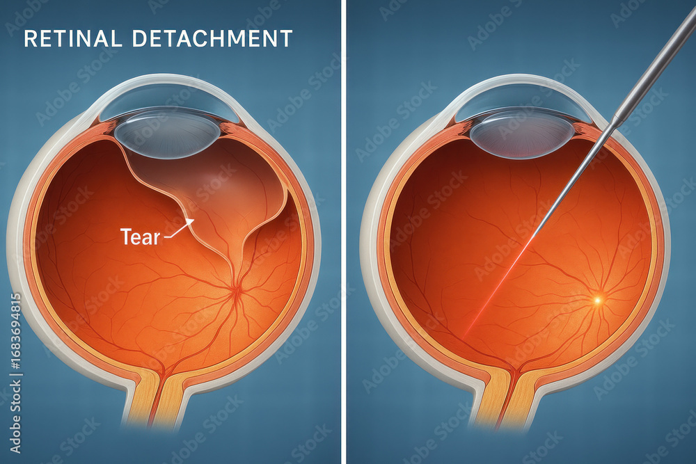 Retinal Repair Radiopaedia Retinal Detachment Repair Illustration: Before and After Laser ...