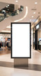 © Phsycopeth - A freestanding vertical advertising lightbox with a blank white screen and a sleek black frame perfect for digital mockups.