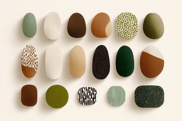 Wall Mural - Abstract Organic Shapes Collection of Blob-Like Forms in Various Textures
