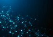 © Miftahul - Abstract futuristic technology background featuring a glowing digital network of interconnected nodes and lines on a dark blue backdrop